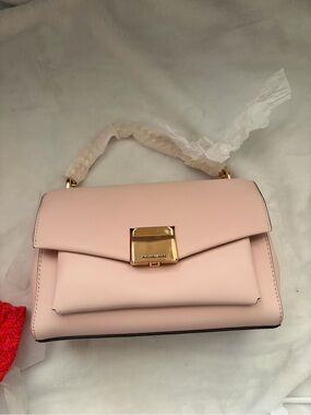 Michael Kors Blush Pink Leather Top-Handle Satchel with Gold Hardware